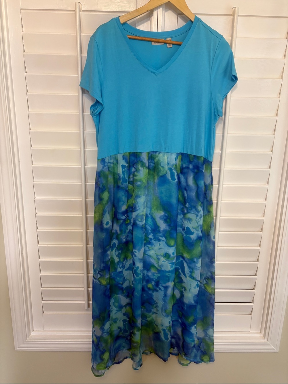 LOGO By Lori Goldstein Blue Maxi Dress Size Medium Petite